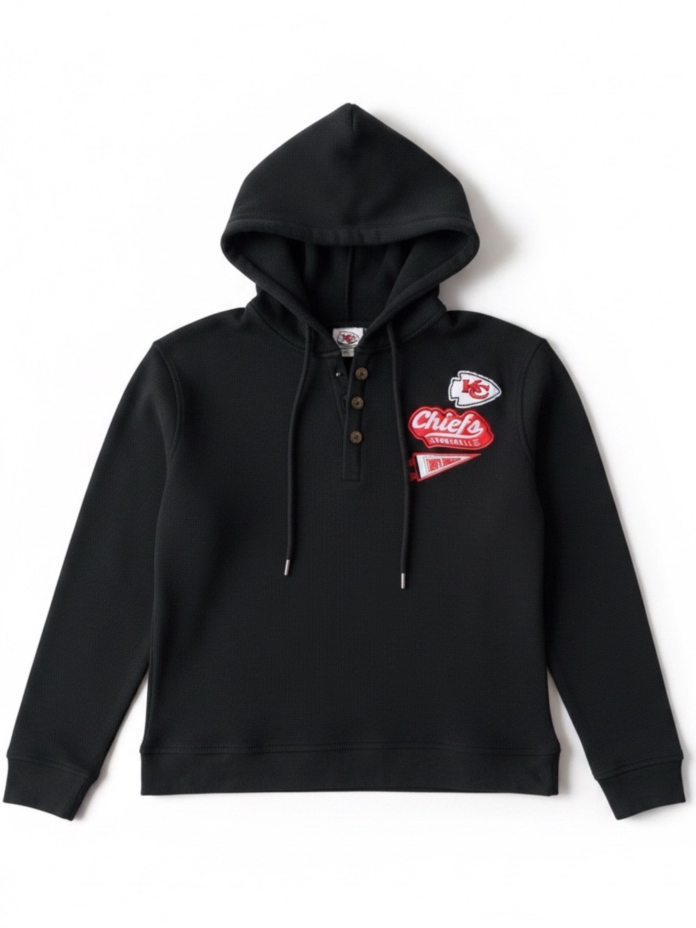 Kansas City Chiefs Waffle Knit Hooded Henley Women’s Black